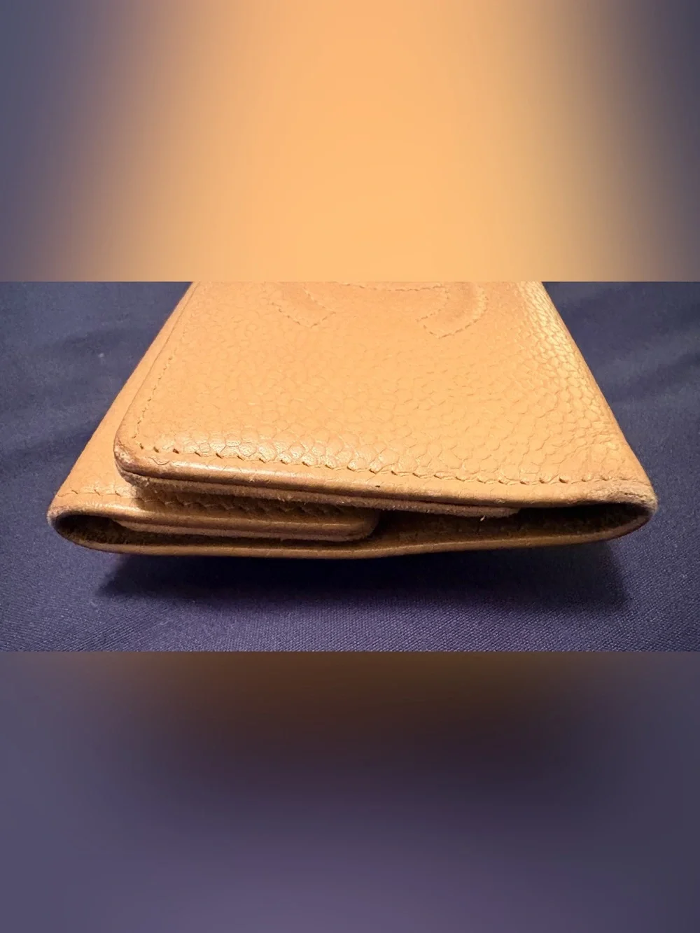 Vintage CHANEL Timeless CC Beige Caviar Leather 6 Key Case Card 8 Series